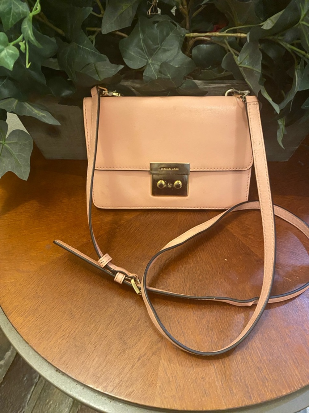 Michael Kors Blush Leather Crossbody with Gold-Tone Lock